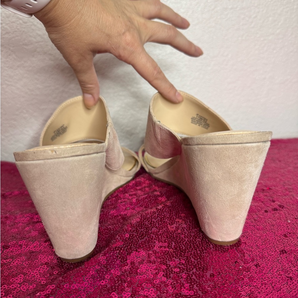 JESSICA SIMPSON 🌟 Beige Suede Slip-On Platform Mules (Women’s Size 11) - Picture 5 of 12